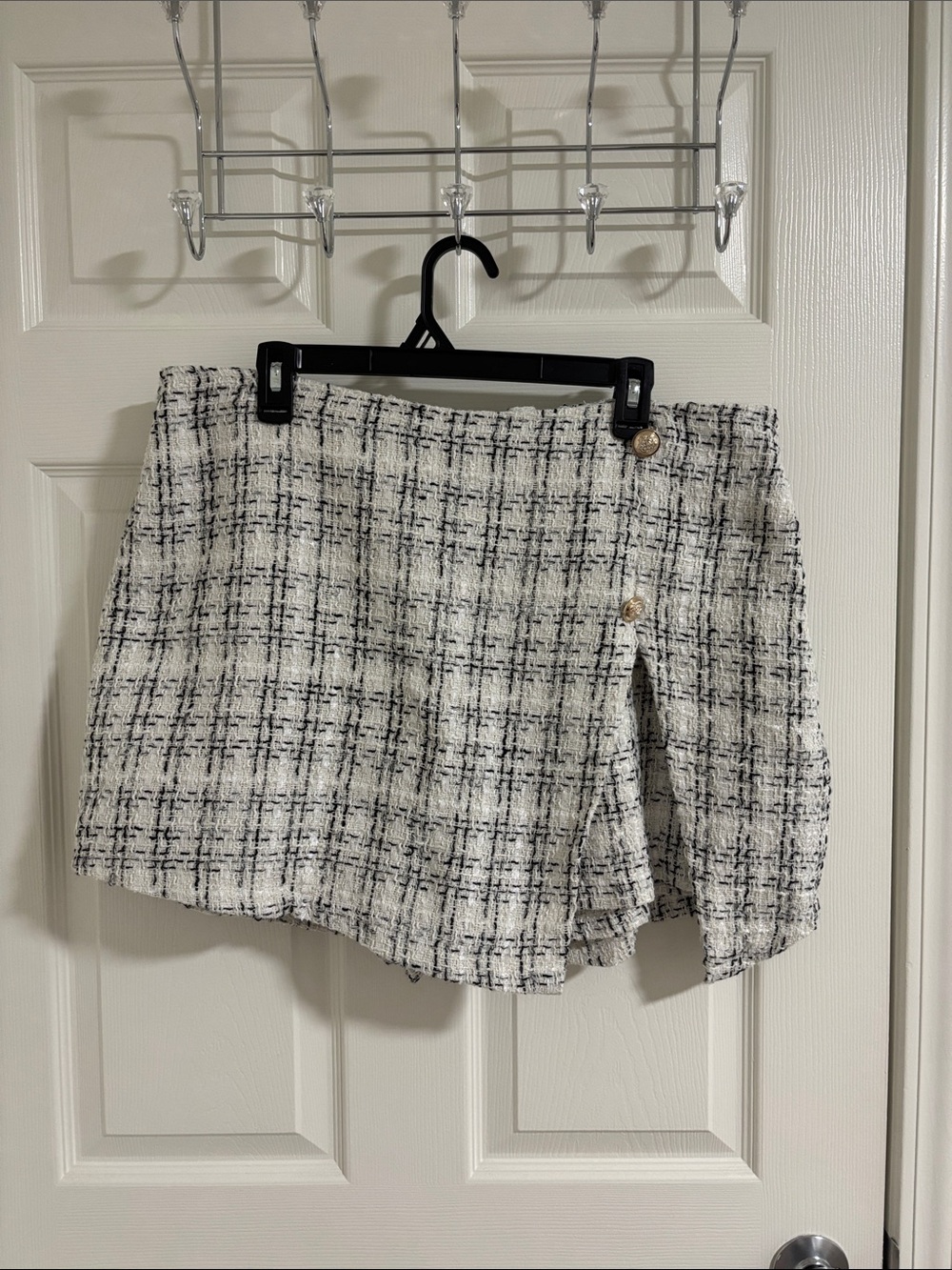 SHEIN Tweed Mini Skort with Button Accent